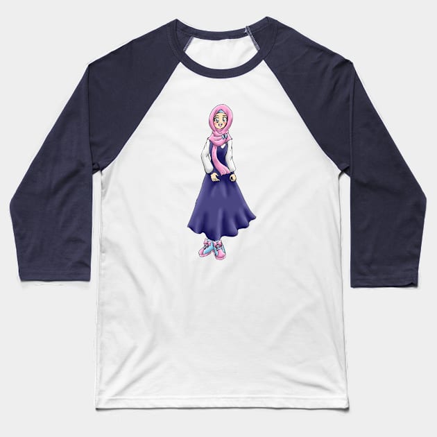 ANIME HIJAB GIRL SCHOOL UNIFORM Baseball T-Shirt by MIZART